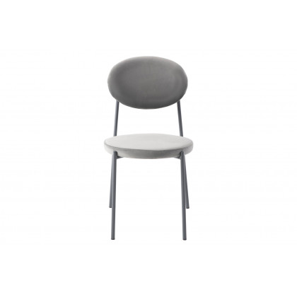 LeisureMod Euston Modern Velvet Dining Chair With Gray Steel Frame - Gray
