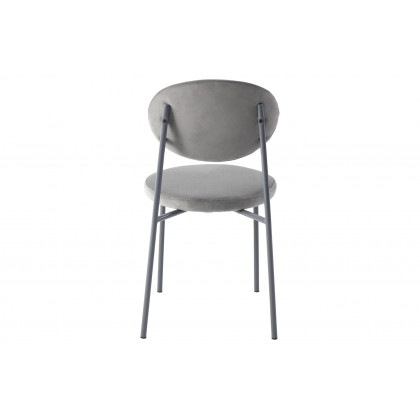 LeisureMod Euston Modern Velvet Dining Chair With Gray Steel Frame - Gray