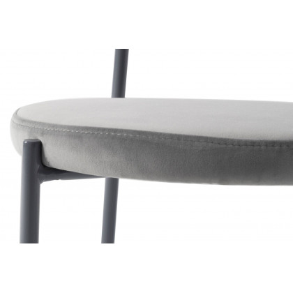 LeisureMod Euston Modern Velvet Dining Chair With Gray Steel Frame - Gray