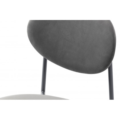 LeisureMod Euston Modern Velvet Dining Chair With Gray Steel Frame - Gray