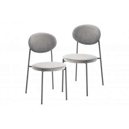 LeisureMod - Euston Modern Velvet Dining Chair With Gray Steel Frame (Set Of 2)