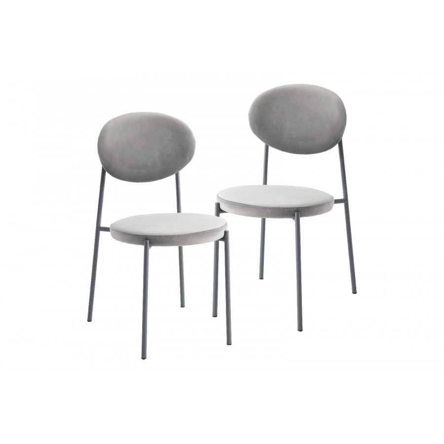 LeisureMod Euston Modern Velvet Dining Chair With Gray Steel Frame (Set Of 2) - Gray