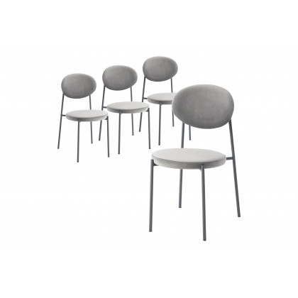 LeisureMod - Euston Modern Velvet Dining Chair With Gray Steel Frame (Set Of 4)