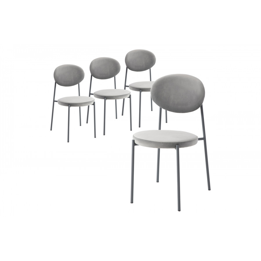 LeisureMod Euston Modern Velvet Dining Chair With Gray Steel Frame (Set Of 4) - Gray