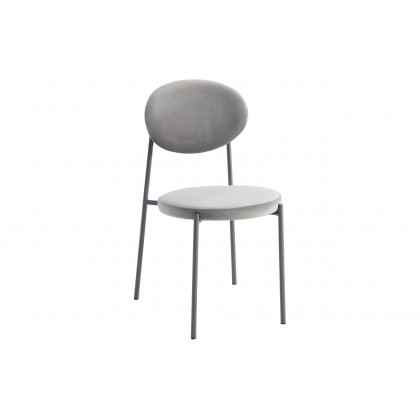 LeisureMod Euston Modern Velvet Dining Chair With Gray Steel Frame (Set Of 4) - Gray