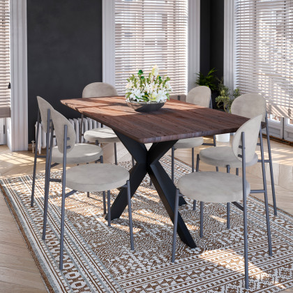 LeisureMod Euston Modern Velvet Dining Chair With Gray Steel Frame (Set Of 4) - Gray
