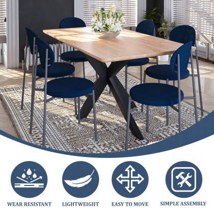 LeisureMod - Euston Modern Velvet Dining Chair With Gray Steel Frame