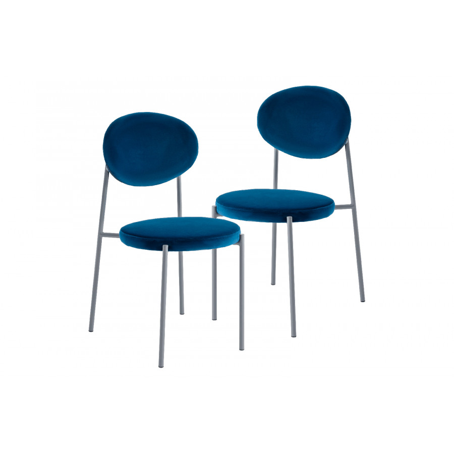 LeisureMod - Euston Modern Velvet Dining Chair With Gray Steel Frame (Set Of 2)