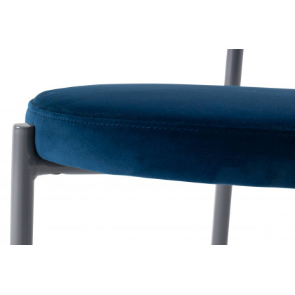 LeisureMod Euston Modern Velvet Dining Chair With Gray Steel Frame (Set Of 2) - Navy Blue
