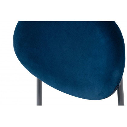 LeisureMod Euston Modern Velvet Dining Chair With Gray Steel Frame (Set Of 2) - Navy Blue