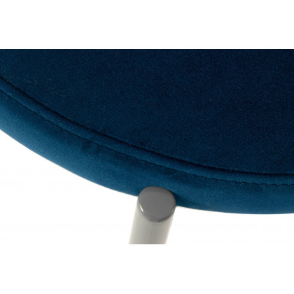 LeisureMod Euston Modern Velvet Dining Chair With Gray Steel Frame (Set Of 2) - Navy Blue