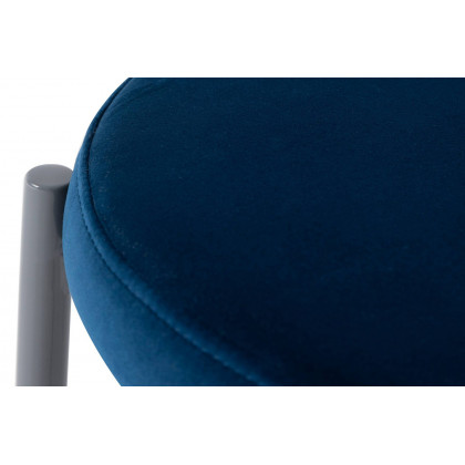LeisureMod Euston Modern Velvet Dining Chair With Gray Steel Frame (Set Of 2) - Navy Blue