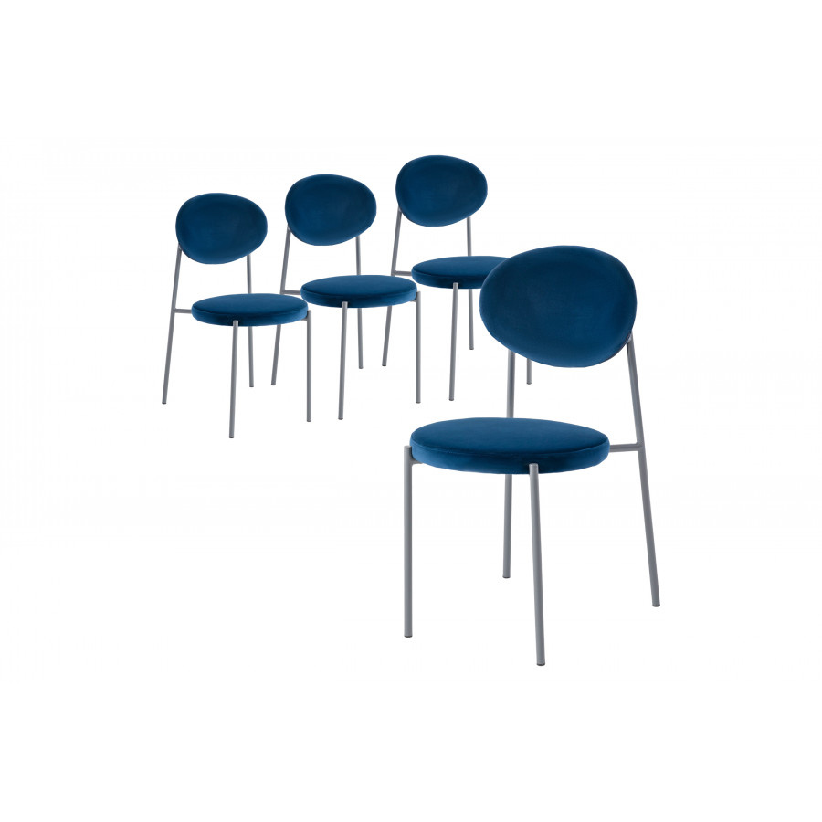 LeisureMod - Euston Modern Velvet Dining Chair With Gray Steel Frame (Set Of 4)