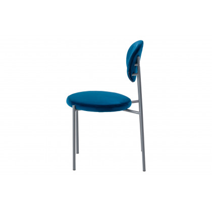LeisureMod Euston Modern Velvet Dining Chair With Gray Steel Frame (Set Of 4) - Navy Blue