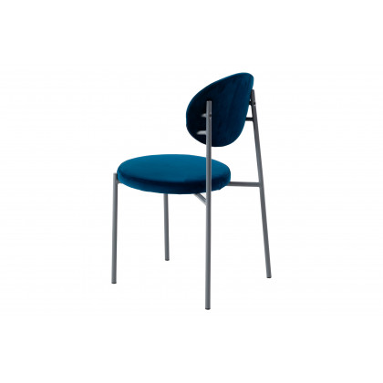LeisureMod Euston Modern Velvet Dining Chair With Gray Steel Frame (Set Of 4) - Navy Blue