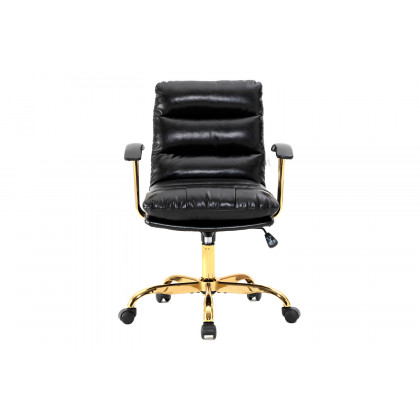 LeisureMod Regina Modern Leather Adjustable Conference Office Chair - Black