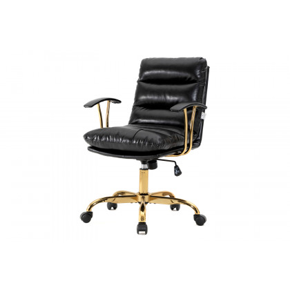 LeisureMod Regina Modern Leather Adjustable Conference Office Chair - Black