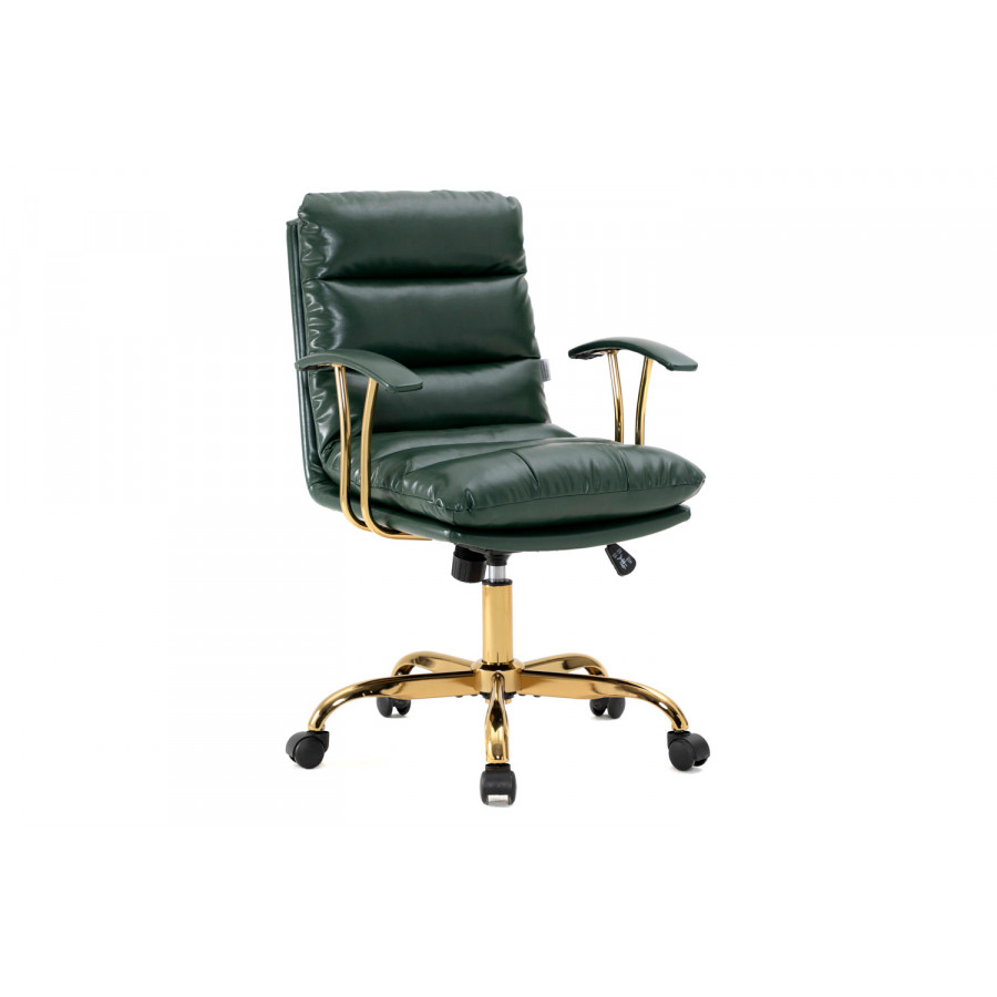 LeisureMod Regina Modern Leather Adjustable Conference Office Chair - Pine/Green