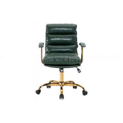 LeisureMod Regina Modern Leather Adjustable Conference Office Chair - Pine/Green