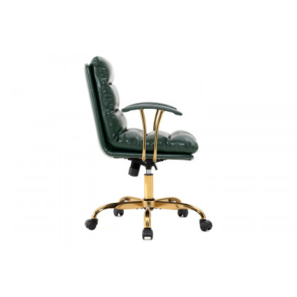 LeisureMod Regina Modern Leather Adjustable Conference Office Chair - Pine/Green