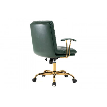 LeisureMod Regina Modern Leather Adjustable Conference Office Chair - Pine/Green