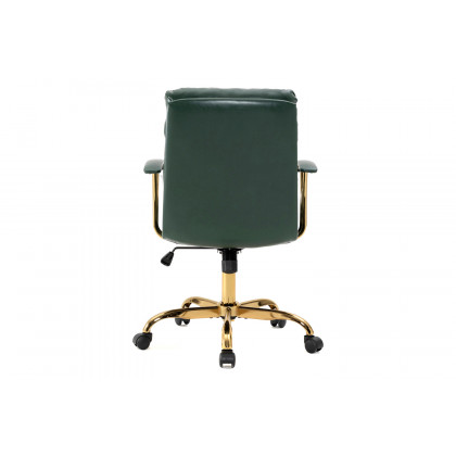 LeisureMod Regina Modern Leather Adjustable Conference Office Chair - Pine/Green