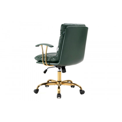 LeisureMod Regina Modern Leather Adjustable Conference Office Chair - Pine/Green