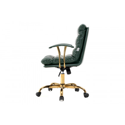 LeisureMod Regina Modern Leather Adjustable Conference Office Chair - Pine/Green