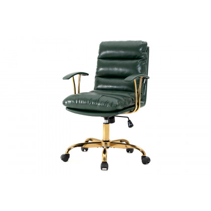 LeisureMod Regina Modern Leather Adjustable Conference Office Chair - Pine/Green