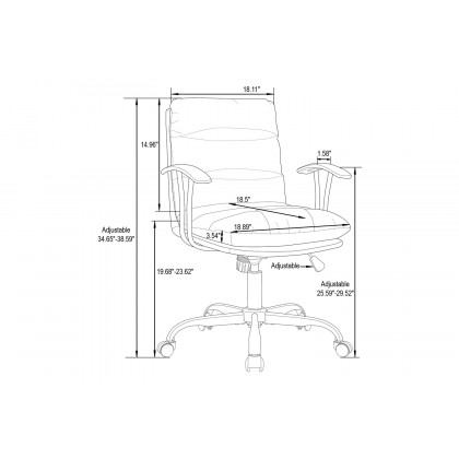 LeisureMod Regina Modern Leather Adjustable Conference Office Chair - Titanium/Gray