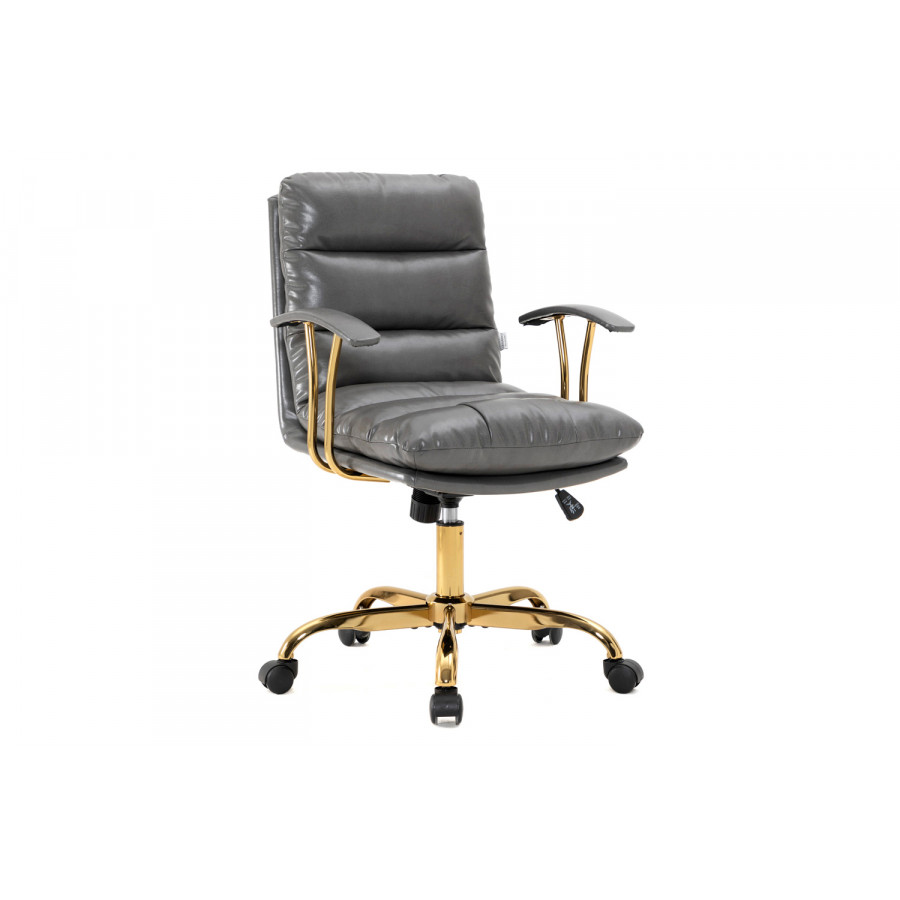 LeisureMod Regina Modern Leather Adjustable Conference Office Chair - Titanium/Gray