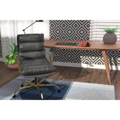 LeisureMod Regina Modern Leather Adjustable Conference Office Chair - Titanium/Gray