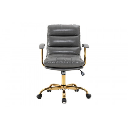 LeisureMod Regina Modern Leather Adjustable Conference Office Chair - Titanium/Gray