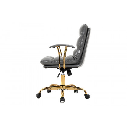 LeisureMod Regina Modern Leather Adjustable Conference Office Chair - Titanium/Gray