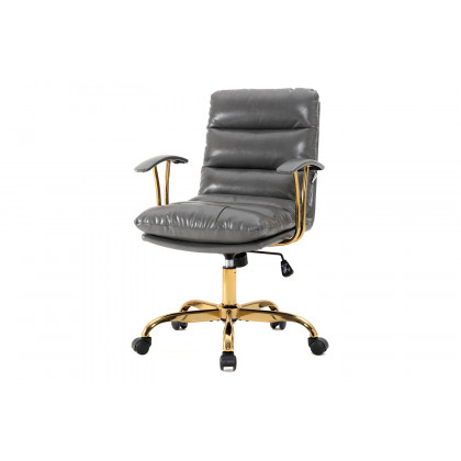 LeisureMod Regina Modern Leather Adjustable Conference Office Chair - Titanium/Gray