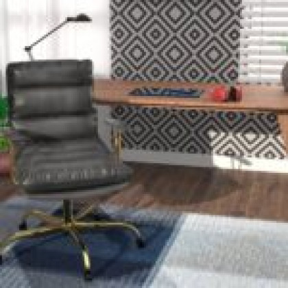 LeisureMod Regina Modern Leather Adjustable Conference Office Chair - Titanium/Gray
