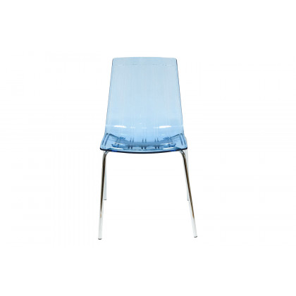 LeisureMod Ralph Modern Pinstripe Design Dining Chair - Transparent/Blue