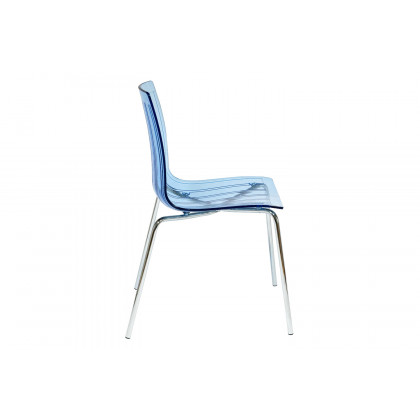 LeisureMod Ralph Modern Pinstripe Design Dining Chair - Transparent/Blue