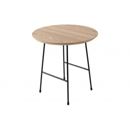 LeisureMod Rossmore Black Base Side Table - Natural Wood