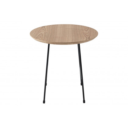 LeisureMod Rossmore Black Base Side Table - Natural Wood