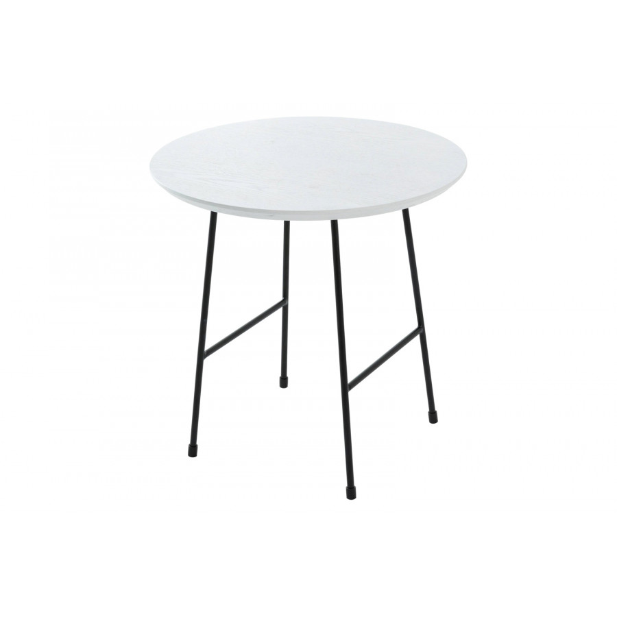 LeisureMod Rossmore Black Base Side Table - White
