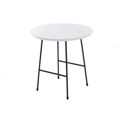 LeisureMod Rossmore Black Base Side Table - White