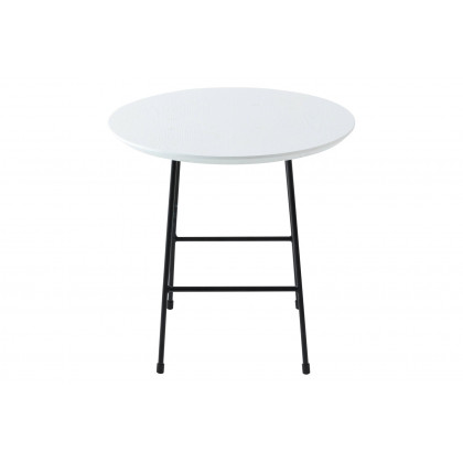 LeisureMod Rossmore Black Base Side Table - White
