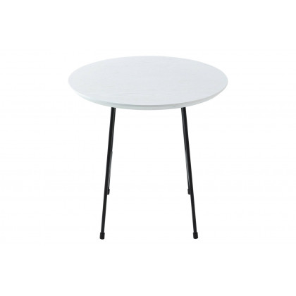 LeisureMod Rossmore Black Base Side Table - White