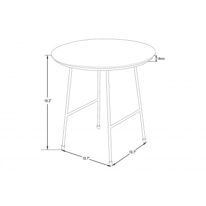 LeisureMod Rossmore White Base Side Table - Black