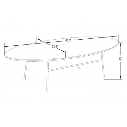 LeisureMod Rossmore Oval Coffee Table White Powder Coated Steel Frame - White