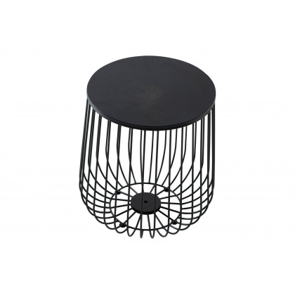 LeisureMod Runswick Modern Wood Top End Table With Metal Base - Black