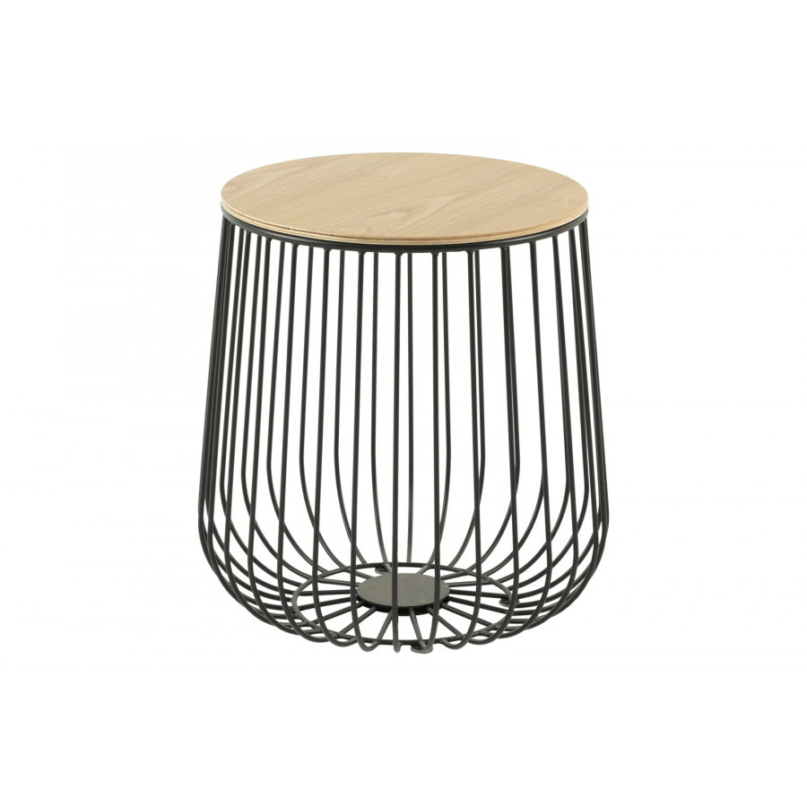 LeisureMod Runswick Modern Wood Top End Table With Metal Base - Natural Wood