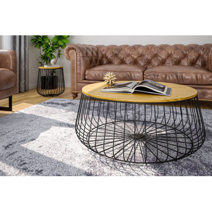 LeisureMod Runswick Modern Wood Top End Table With Metal Base - Natural Wood