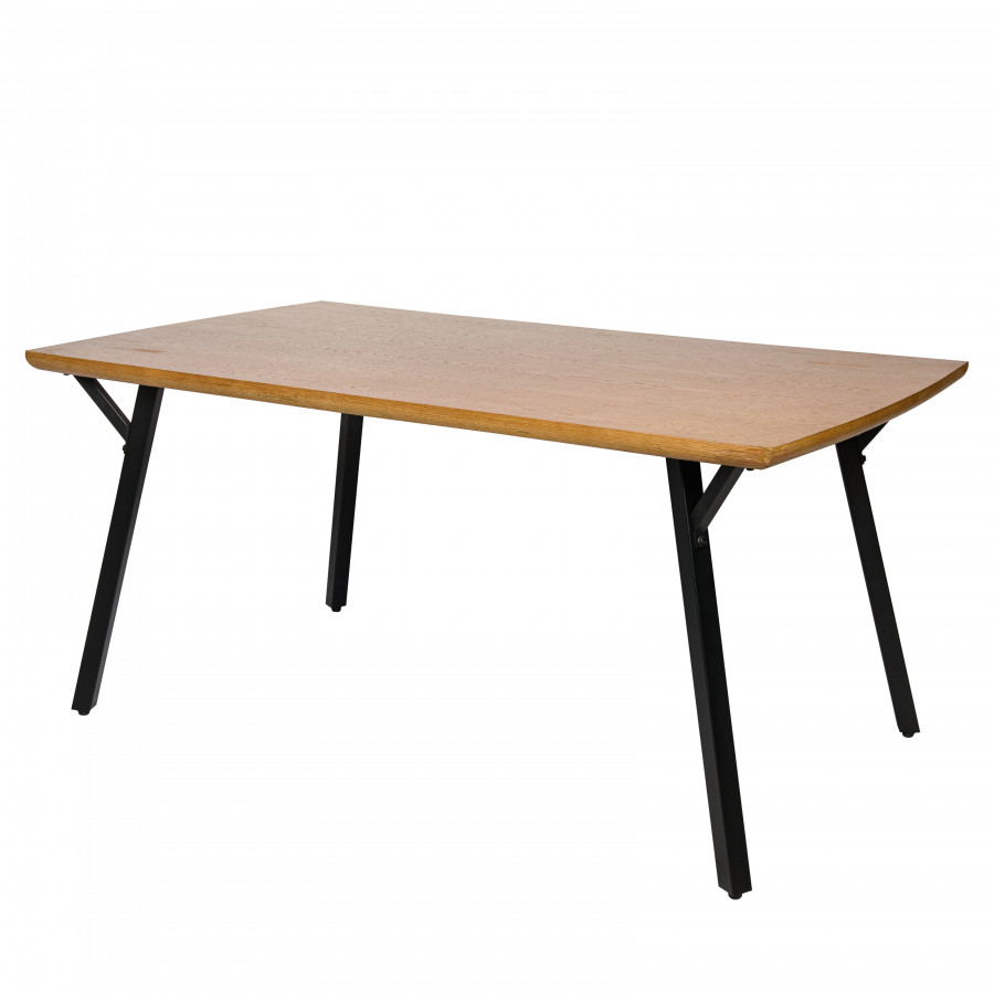 LeisureMod - Ravenna Modern 63" Rectangular Wood Dining Table with Metal Y-Shaped Joint Legs in White Oak